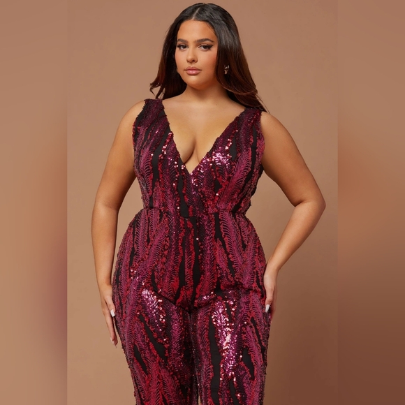 Camille Sequin Jumpsuit - Magenta (2X) - Picture 6 of 8